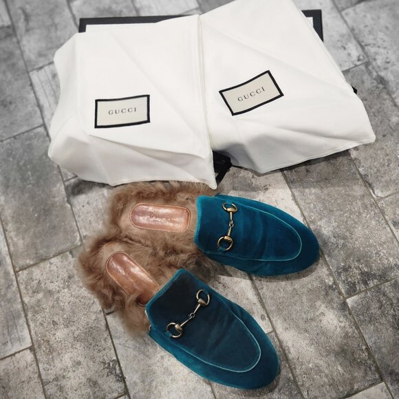 Gucci Shoes - Gucci Turquoise Princetown Sandals or Flats, Authentic